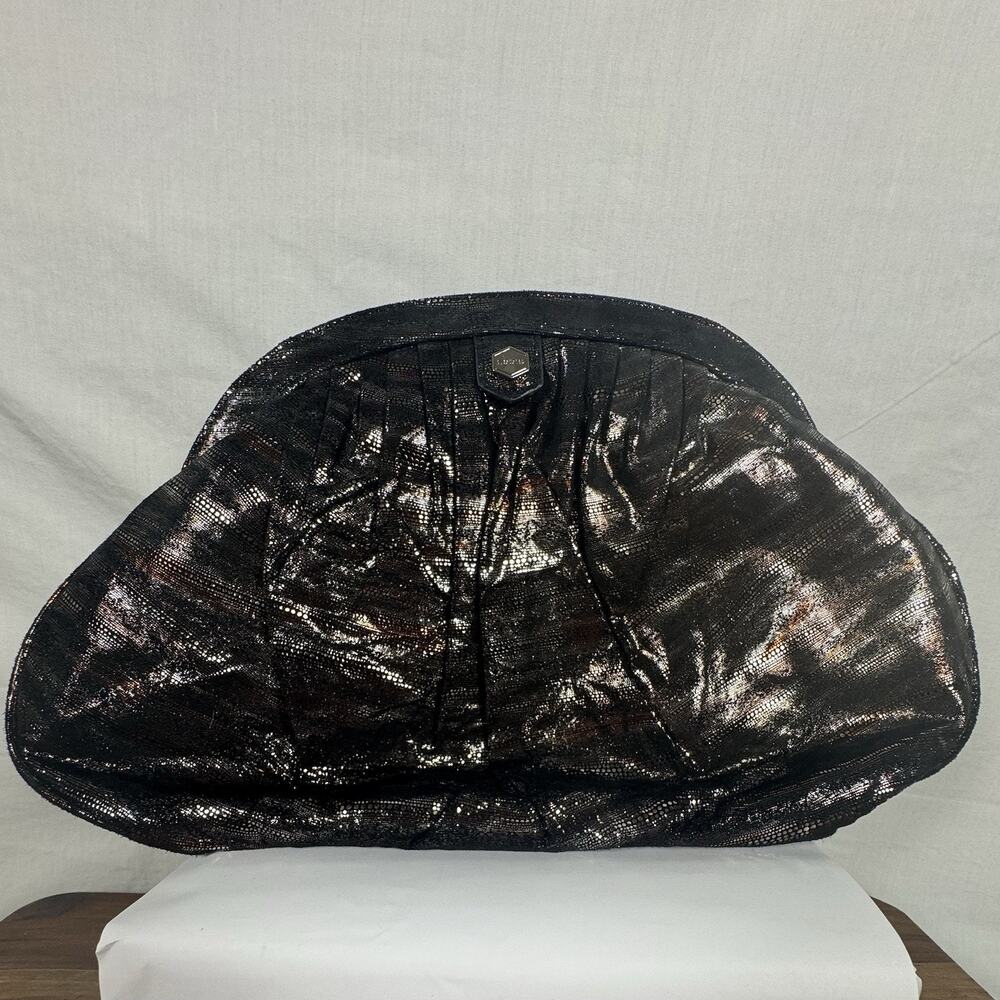 Lodis Suzette Copper Gold Black Metallic Clutch Handbag Purse #YZ -EXCELLENT